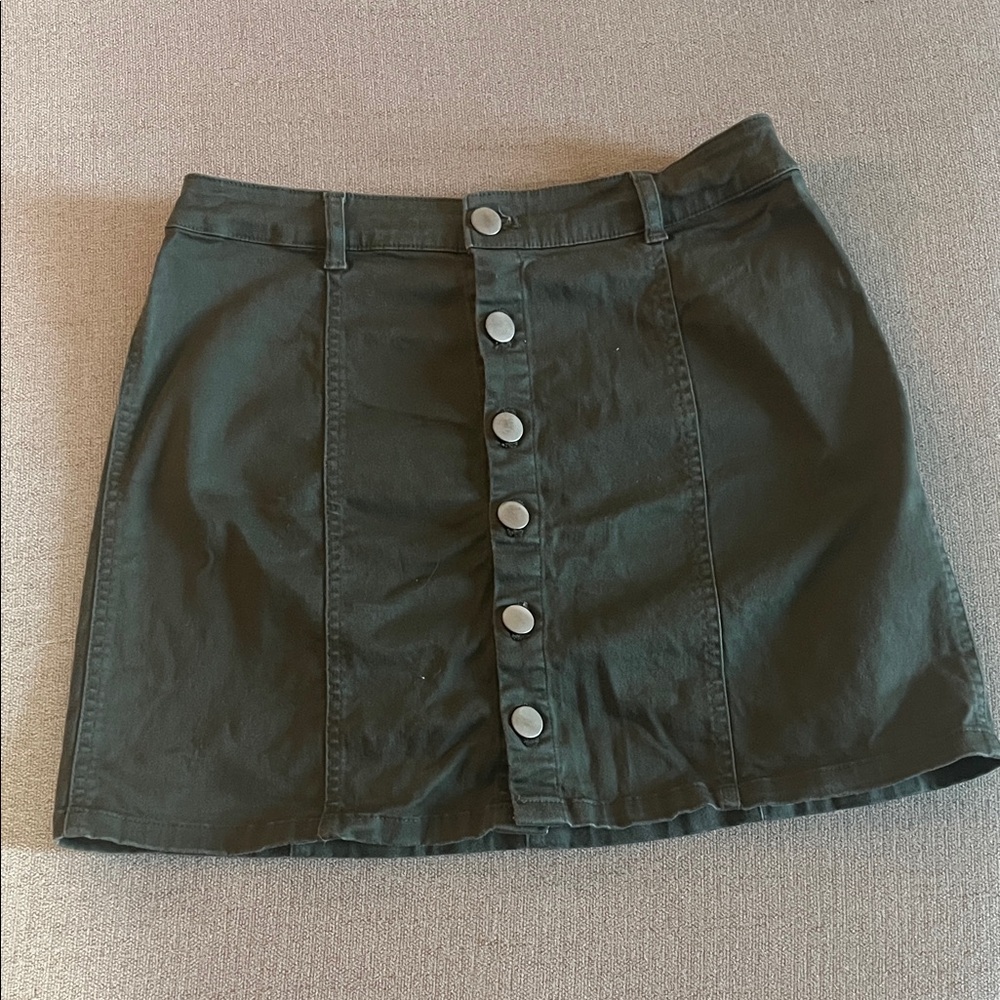 Button-Front Black Mini Skirt